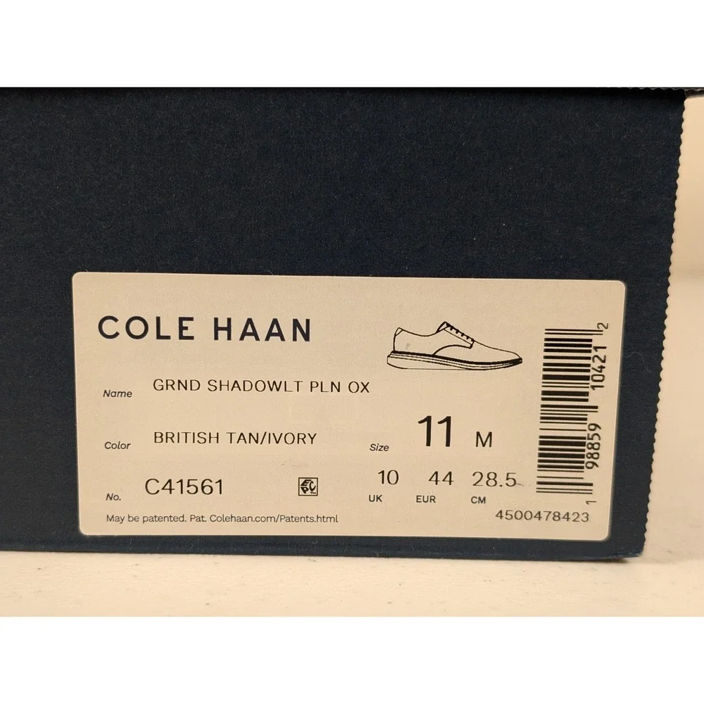 Cole Haan Grand Shadowlite Plain Toe Oxfords British Tan Ivory Men's 11 C41561